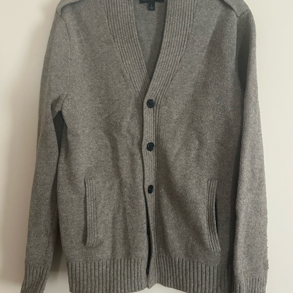 Banana Republic Brownish Gray Men’s V-Neck Knit Cardigan Sweater